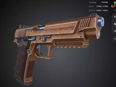 Bronze Pistol 3D model buy