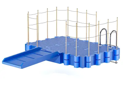 Modular plastic pontoon with a drive-in 3D model