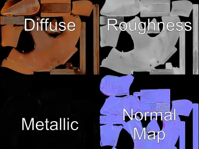 Rustic Metal Bird Sculpture Model Pack Low-poly 3D model
