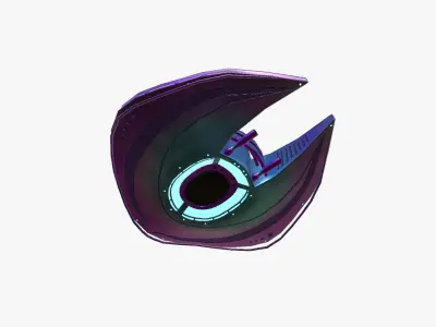 Alien Spaceship UFO D04 Purple Blue - Sci Fi Spacecraft Design Low-poly 3D model