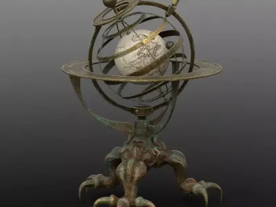 Astrolabe globe with claws Low-poly 3D model
