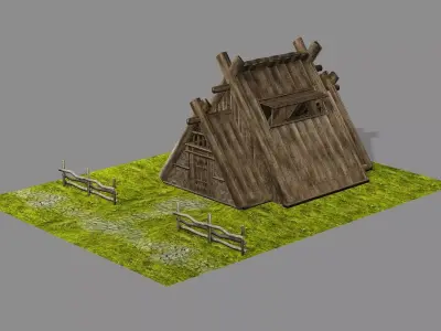 Medieval Viking House 07 Game Ready Low-poly 3D Model Low-poly 3D model