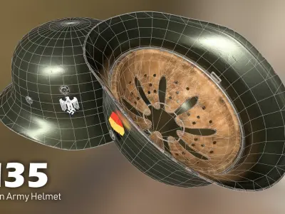 WWII M35 German Helmet Low-poly 3D model
