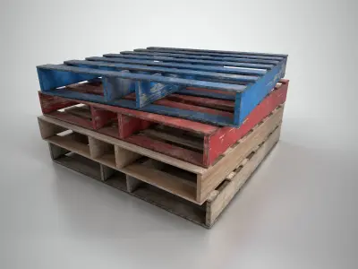 Wood Pallet Low-poly 3D model 5