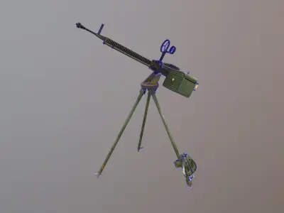 DShKM Soviet heavy machine gun Low-poly 3D model