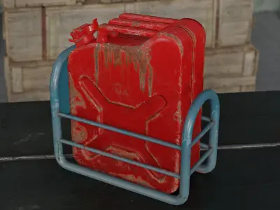 Gasoline can with holder game ready Low-poly 3D model