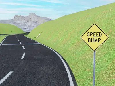 American Road Speed Bump Low-poly 3D model