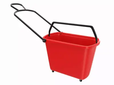 Store rolling shopping basket red 3D model