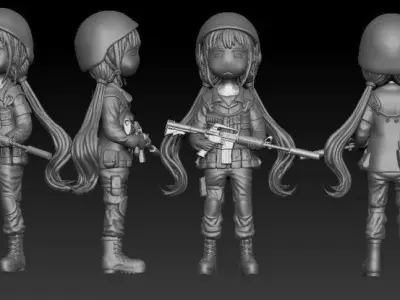 the military girl soldier 3D print model