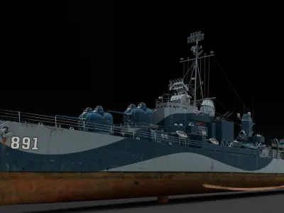 Destroyer Ship 3D Model  Low-poly 3D model
