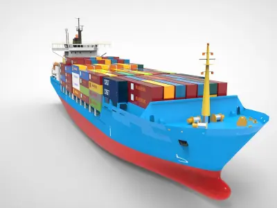Container Ship Low-poly 3D model buy