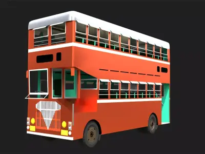 Double Decker Bus of Mumbai City Low-poly 3D model