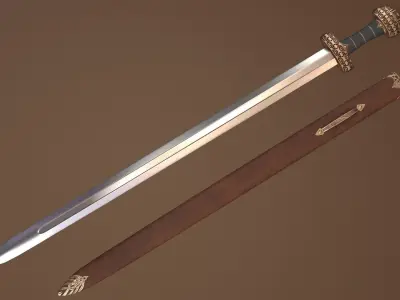 Viking Sword Complete with Sheath - PBR Low-Poly Model Low-poly 3D model