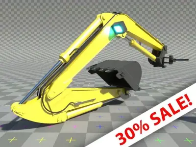 Digger-excavator  arm and claw or bucket Low-poly 3D model