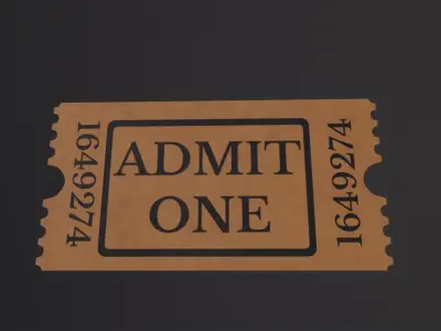 Movie Ticket 3D Model Low-poly 3D model