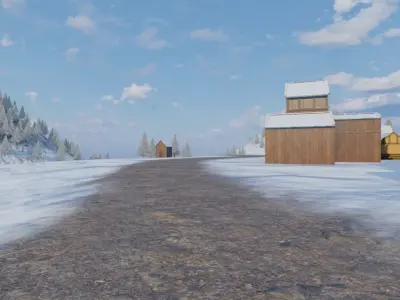 Mountain Village In Winter 3D model