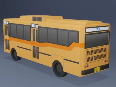 Orange Thai bus Low poly v01 Low-poly 3D model