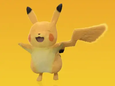 Happy Pikachu Character Fur 3D model