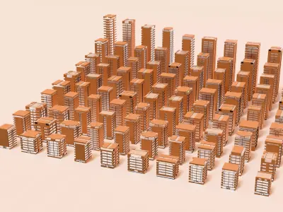 Low-poly Modular Sci-Fi Buildings - 100 Buildings Pack Low-poly 3D model