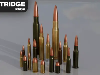 artridge Ammo Pack 18 Calibers Game Ready Low-poly 3D model