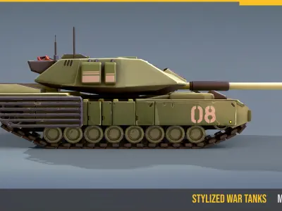 Stylized Tank M60T Sabra Low-poly 3D model