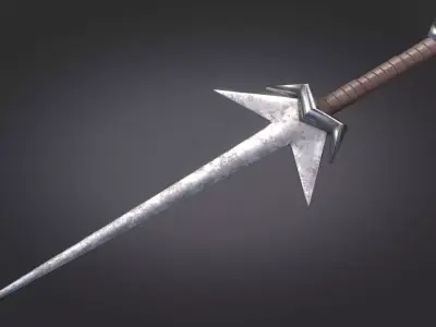 Stylized Medieval Sword melee weapon game ready Low-poly 3D model 3