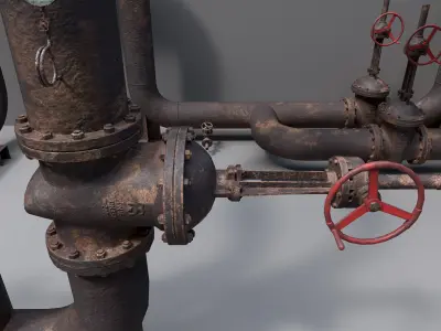 Industrial vapor pipelines Low-poly 3D model