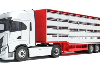 Animal Transporter Truck and Trailer 3D model