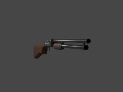 Shotgun Low-poly 3D model 7