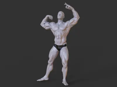 Bodybuilder Pose 3D print model 2