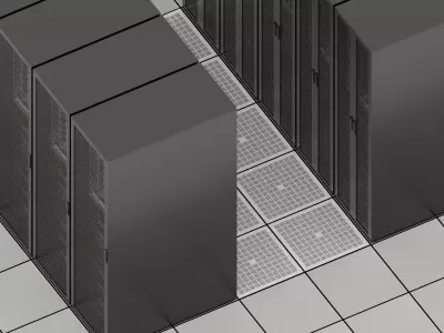 Lowpoly Data Center Server Room  Visualization Scene Low-poly 3D model