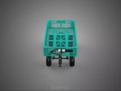 SMART BATTERY POWERED UTILITY HAND CART TROLLEY RACK CRATE TRAY 3D model