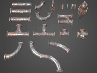 Factory Element - Pipes Low-poly 3D model