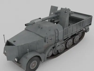 Flak 37 88mm Sfl Low-poly 3D model