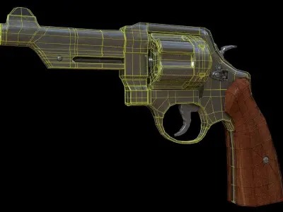 Revolver Low-poly 3D model 12