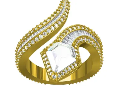 Antique Diamond Snake Ring 3D print model