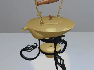 Antique English Brass Tea Set 3D model