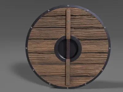 Shield wooden Low-poly 3D model purchase