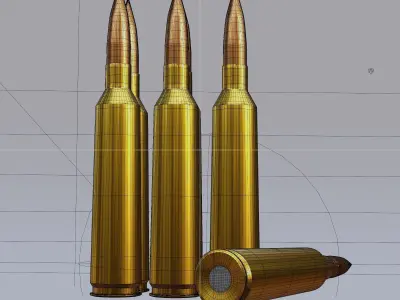 3d model of several bullets for ak 47  3D model