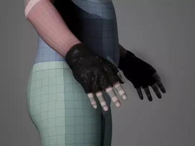 Tactical Fingerless Gloves - Game-Ready Combat Accessory Low-poly 3D model