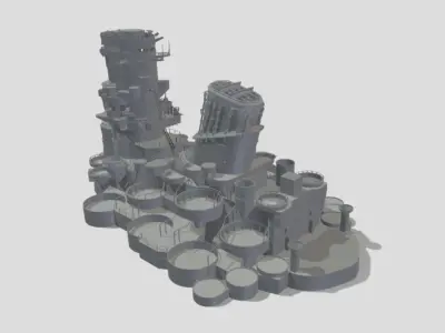 IJN Yamato Superstructure 1-200 and 1-350 Scale Detailed Model 3D print model