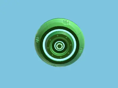Cartoon UFO A4 - SciFi Flying Saucer - Green Low-poly 3D model