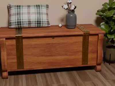 Antique Cedar Chest with Brass Accents 3D model