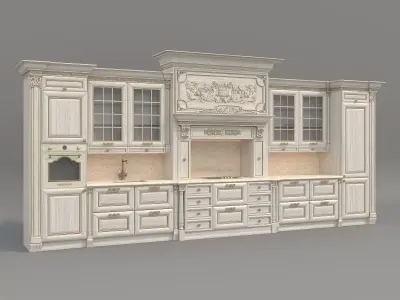 Ornate Victorian Style Kitchen Cabinet 3D model
