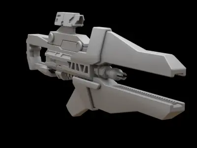 Mecha hard surface assault rifle 3D model