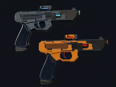 Cyber Cop Pistol Low-poly 3D model