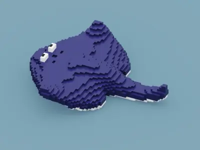 Voxel Stingray Low-poly 3D model