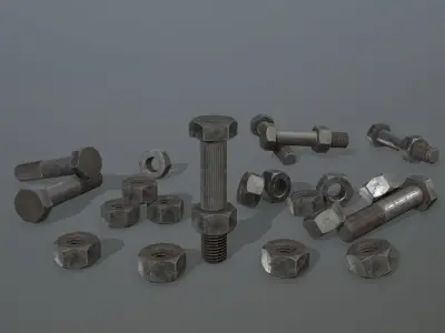 Bolts bolt and nut Low-poly 3D model 19