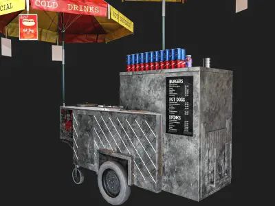 Hot dog cart Low-poly 3D model from CGTrader