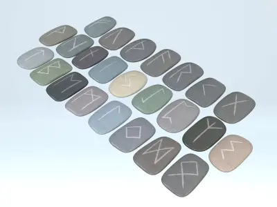Runic Stone Set / Norse Rune Stones Bundle 3D model